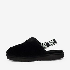 BLACK FLUFF UGG SLIPPERS